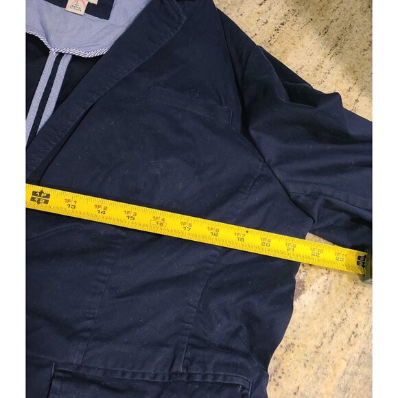 LL Bean Blazer Jacket Navy Blue Size L Stretch Cotton 2 button #501215 - Picture 3 of 13